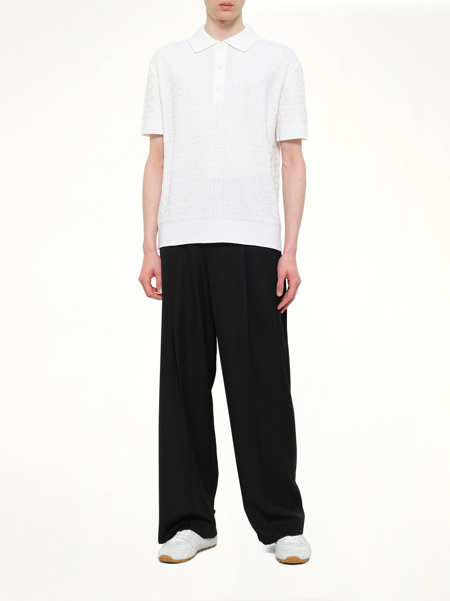 Monogram Vanise Knit Polo in White