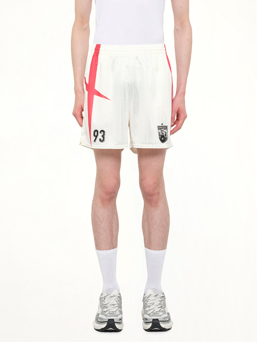 Printed Spike Football Shorts in Flat White