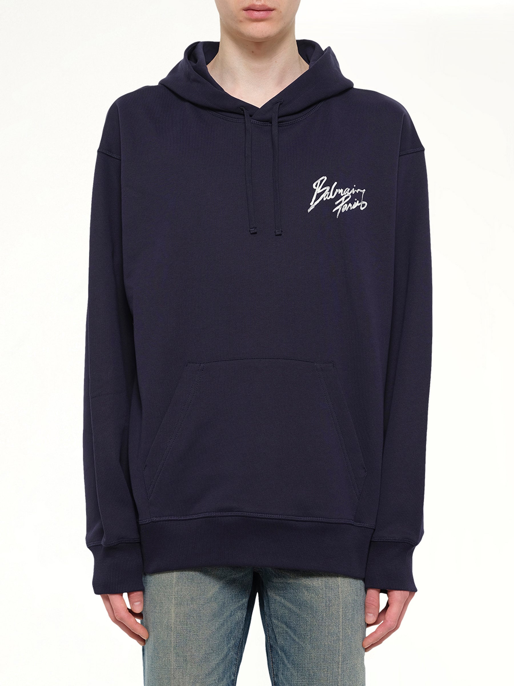 Small Balmain Paris Brush Hoodie Reg in Blue