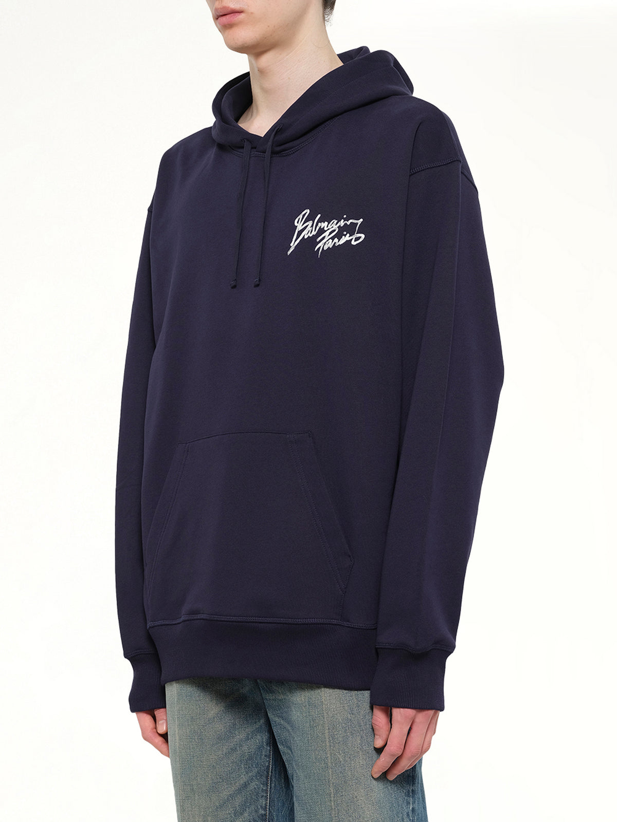 Small Balmain Paris Brush Hoodie Reg in Blue