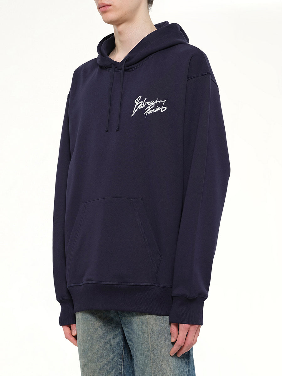 Small Balmain Paris Brush Hoodie Reg in Blue