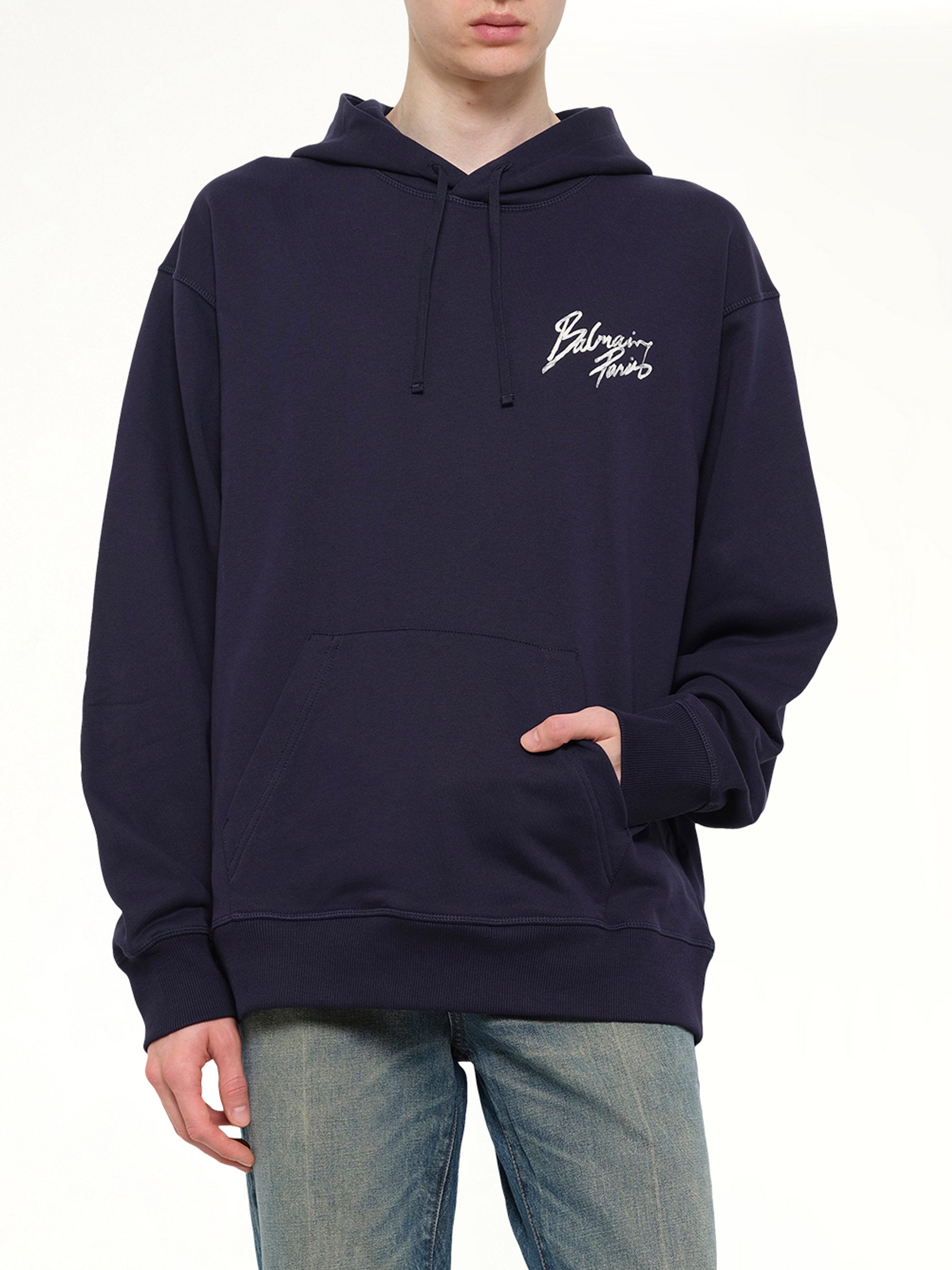 Small Balmain Paris Brush Hoodie Reg in Blue