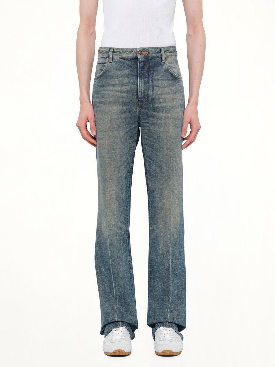 Tube Leg Jeans Vintage Wash in Blue