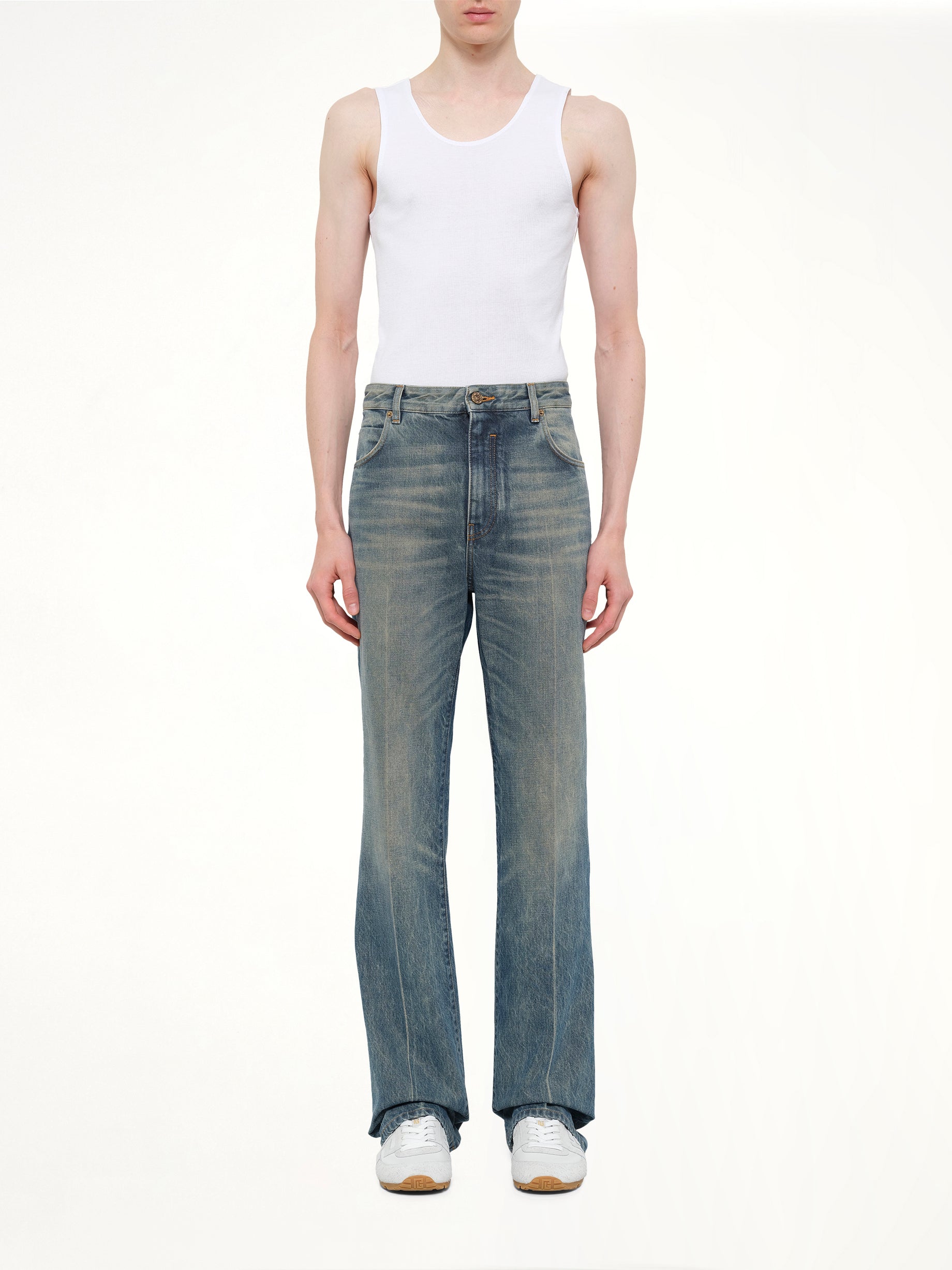 Tube Leg Jeans Vintage Wash in Blue