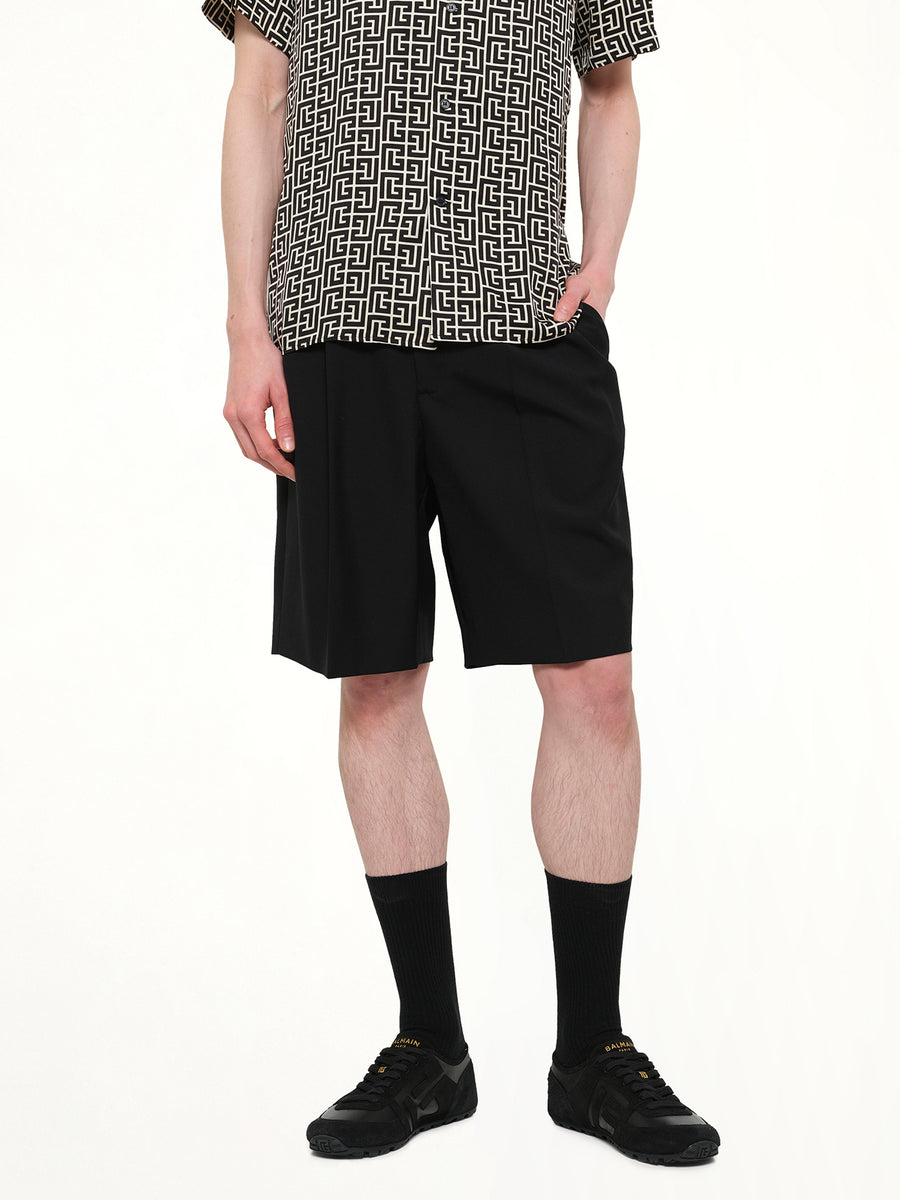 Wool Tailored Bermuda in Black