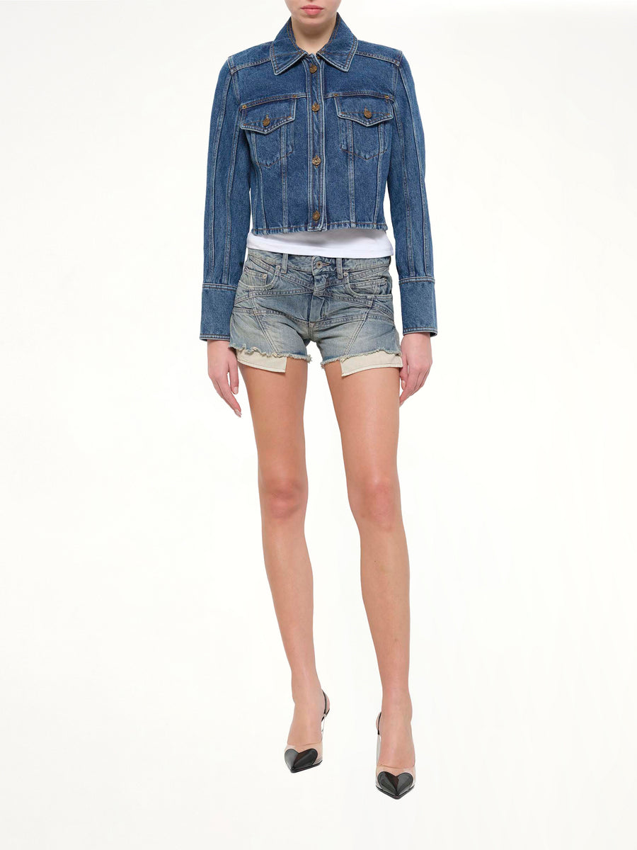 2 Pockets Denim Jacket in Dark Blue