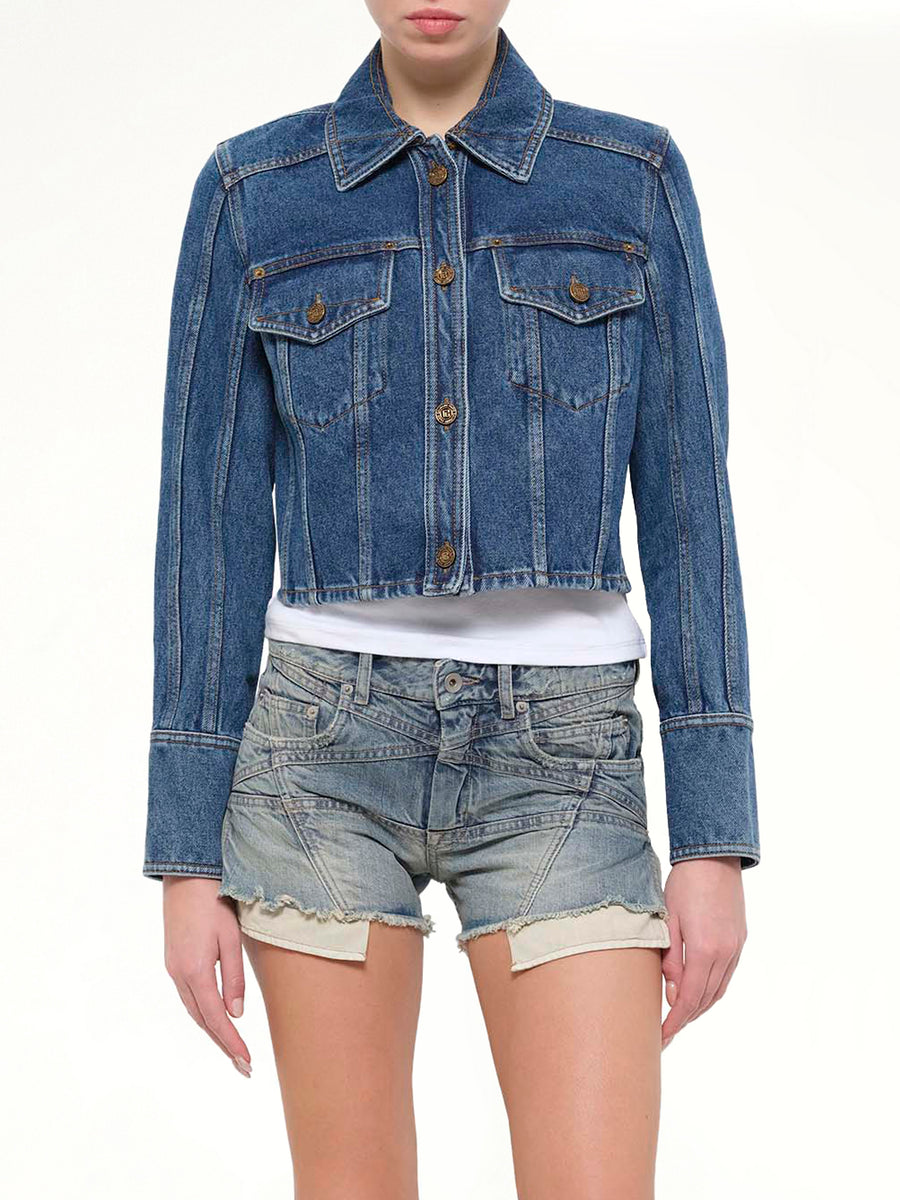 2 Pockets Denim Jacket in Dark Blue