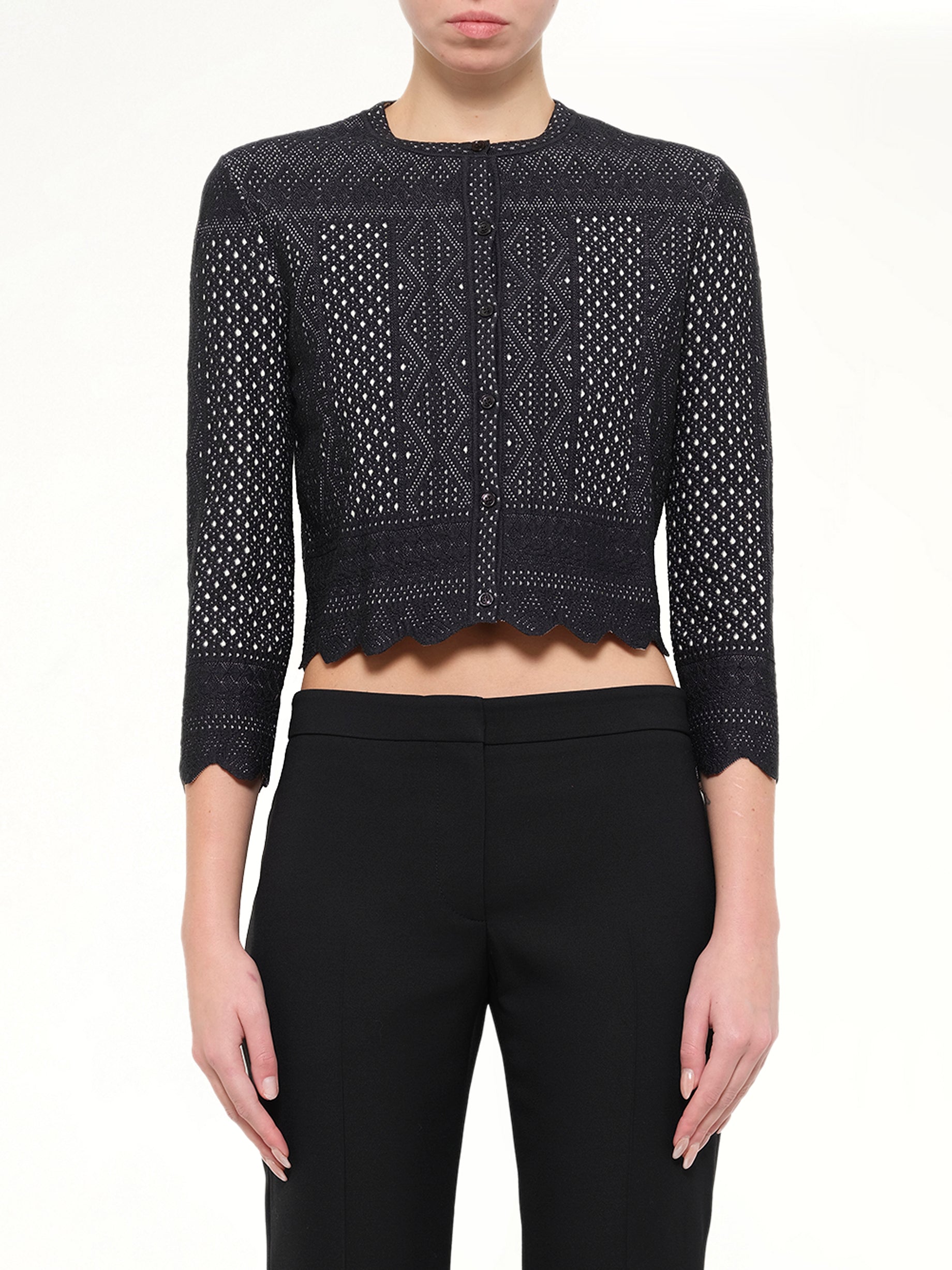 Alexander McQueen Crew Neck Cardigan in Black