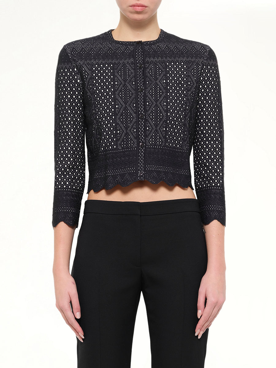 Alexander McQueen Crew Neck Cardigan in Black