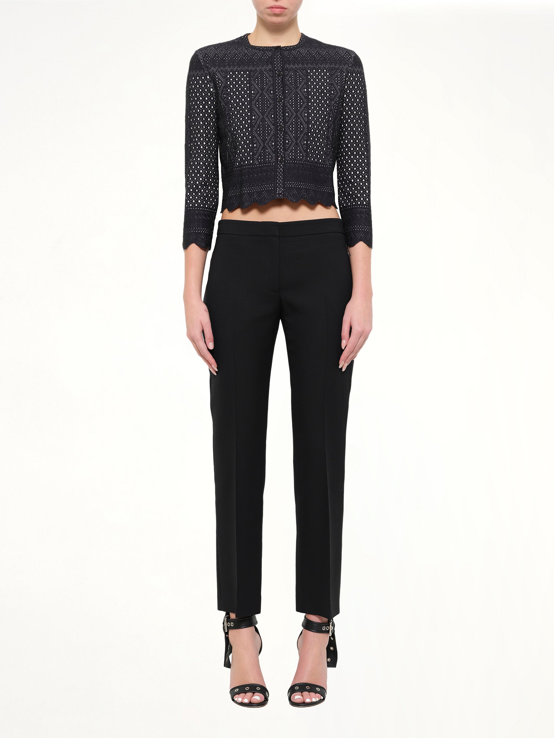 Alexander McQueen Crew Neck Cardigan in Black