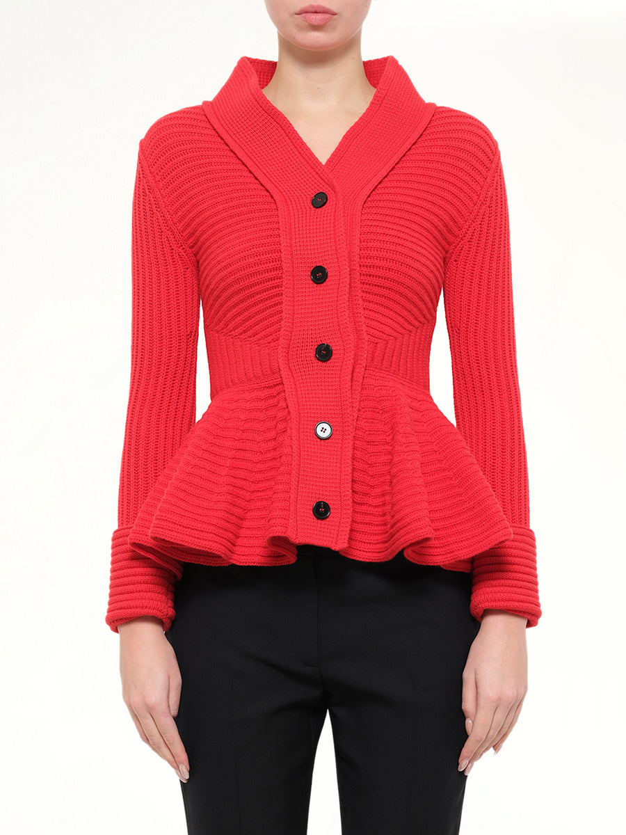 Chunky Cardigan in Red