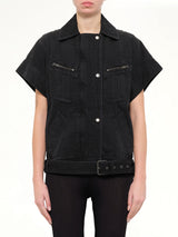 Jacket With Belt in Black