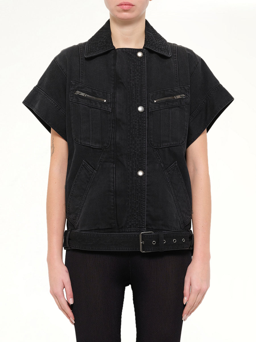 Jacket With Belt in Black