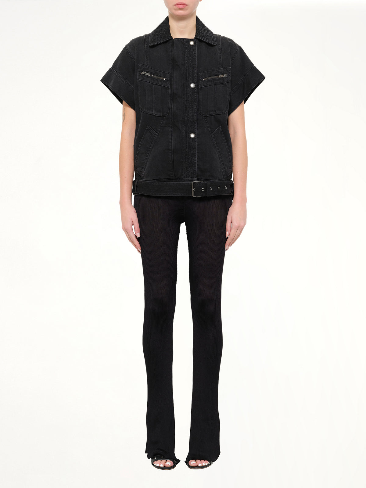 Jacket With Belt in Black