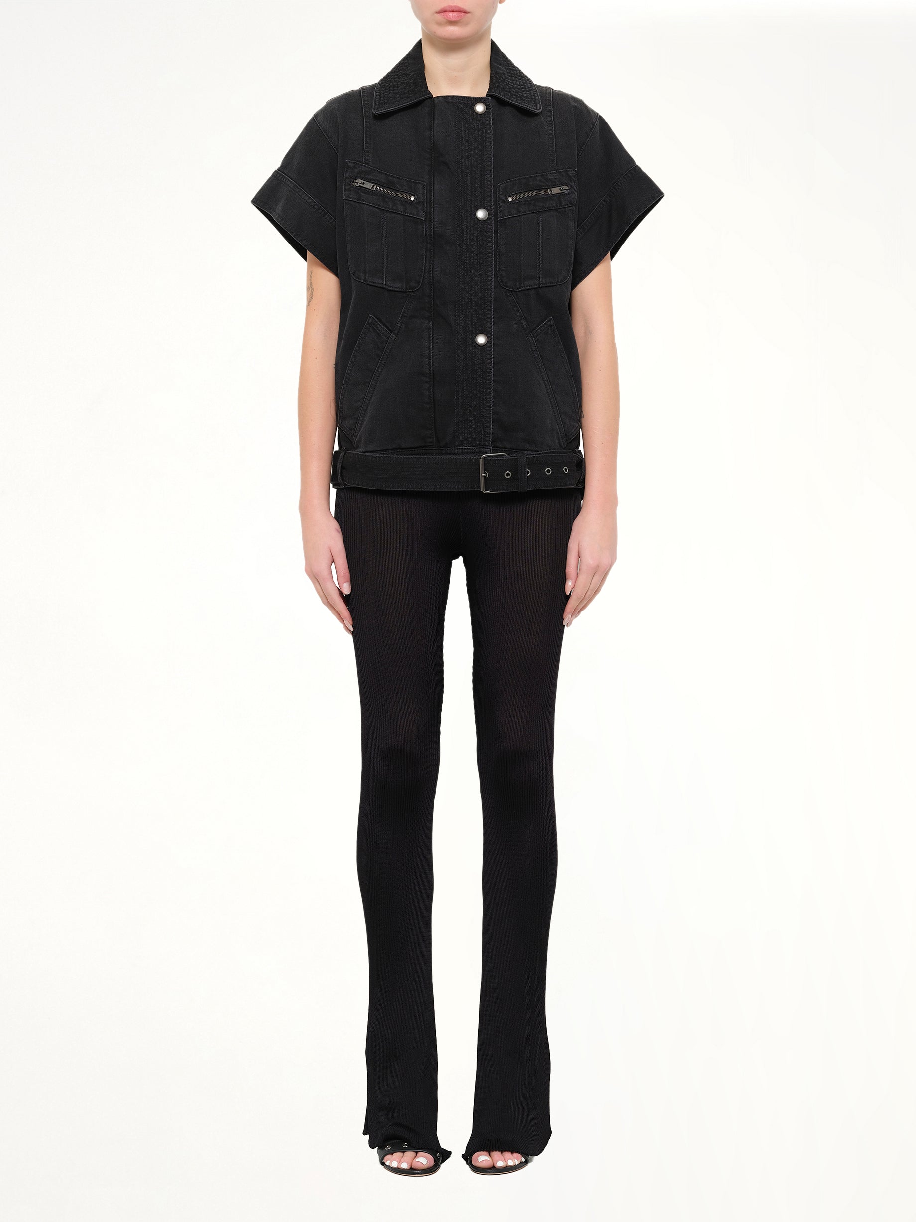 Jacket With Belt in Black