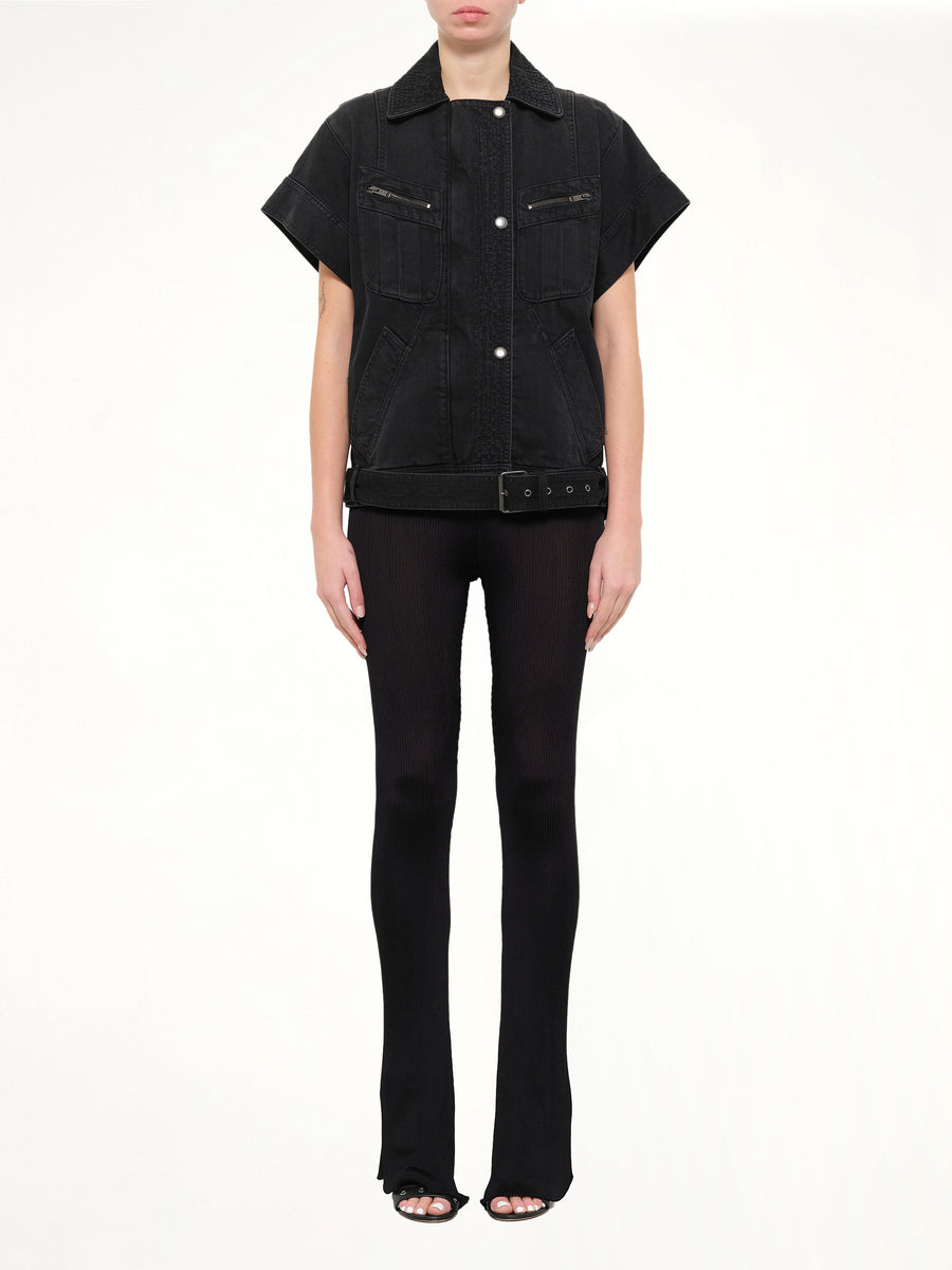 Jacket With Belt in Black