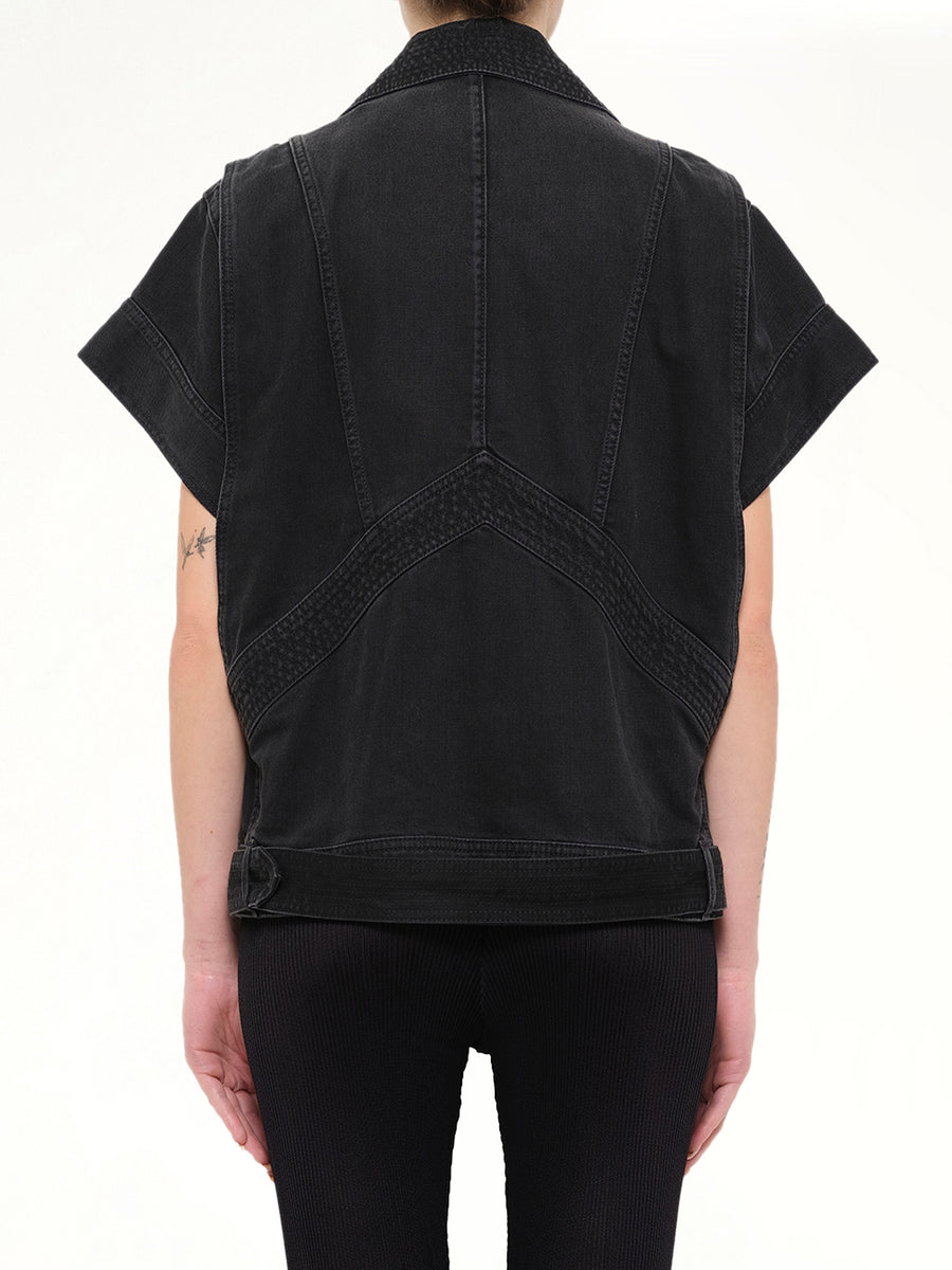 Jacket With Belt in Black