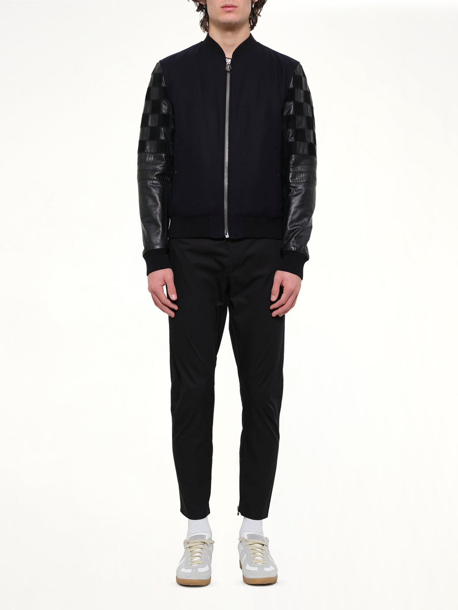 Patchwork Bomber Jacket in Navy