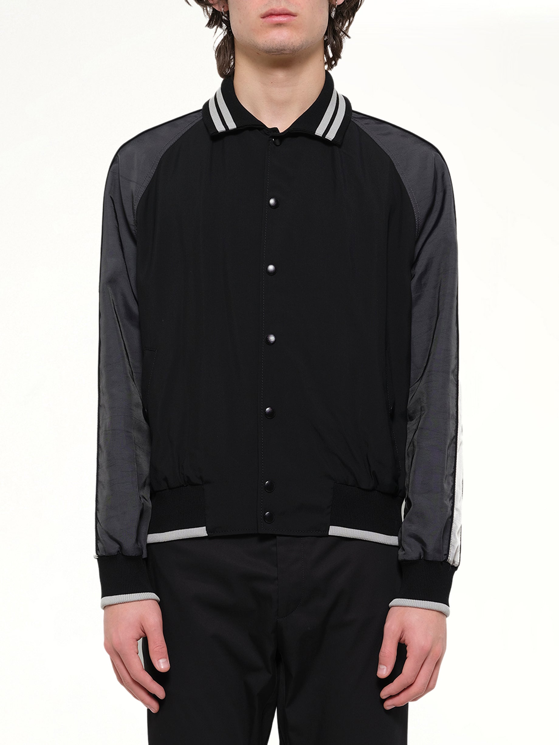 Piping Baseball Jacket in Black