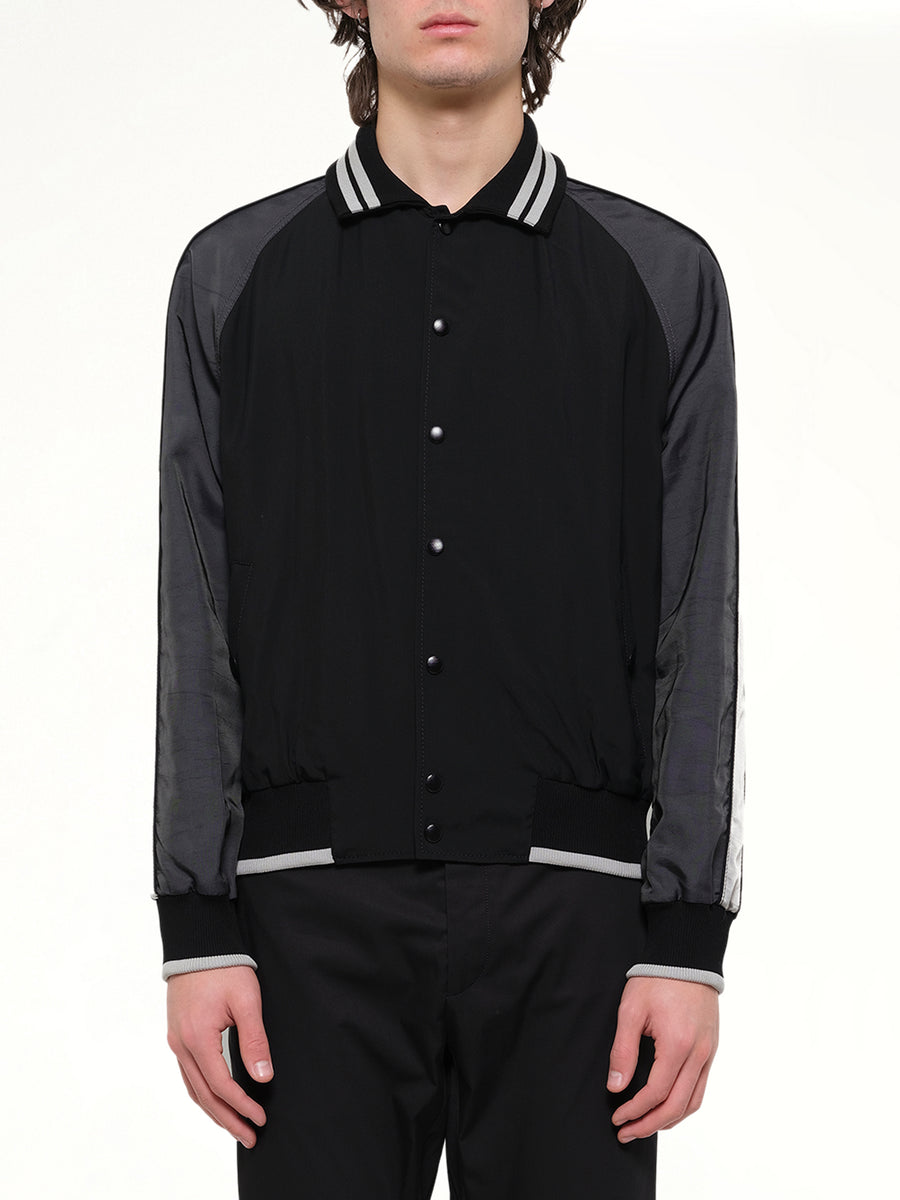 Piping Baseball Jacket in Black