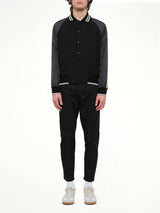Piping Baseball Jacket in Black
