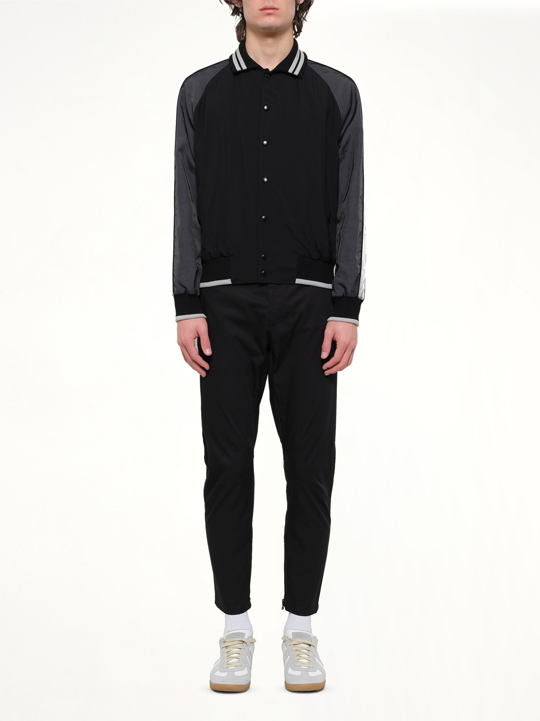Piping Baseball Jacket in Black