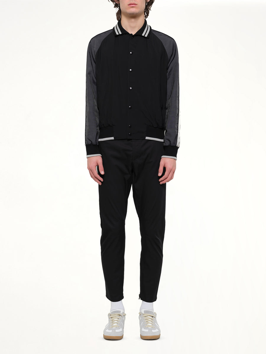 Piping Baseball Jacket in Black