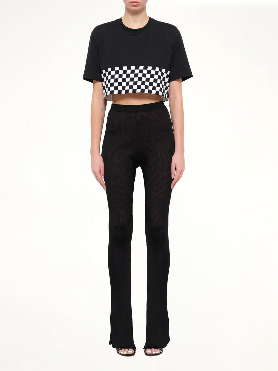 Podium Checkerboard Crop T-Shirt in Black