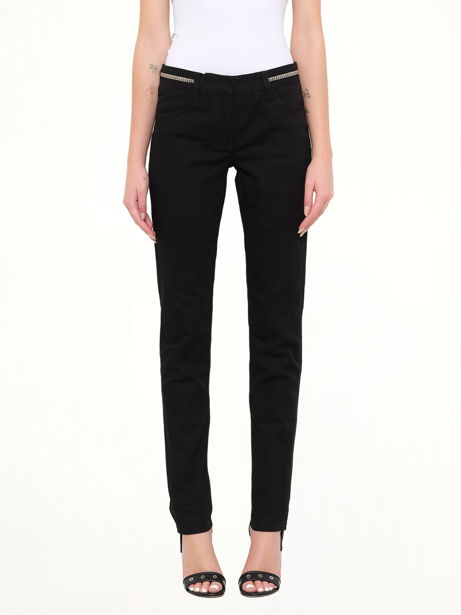 Slim Fit Denim with Zipper at Waist in Black