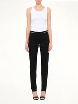 Slim Fit Denim with Zipper at Waist in Black
