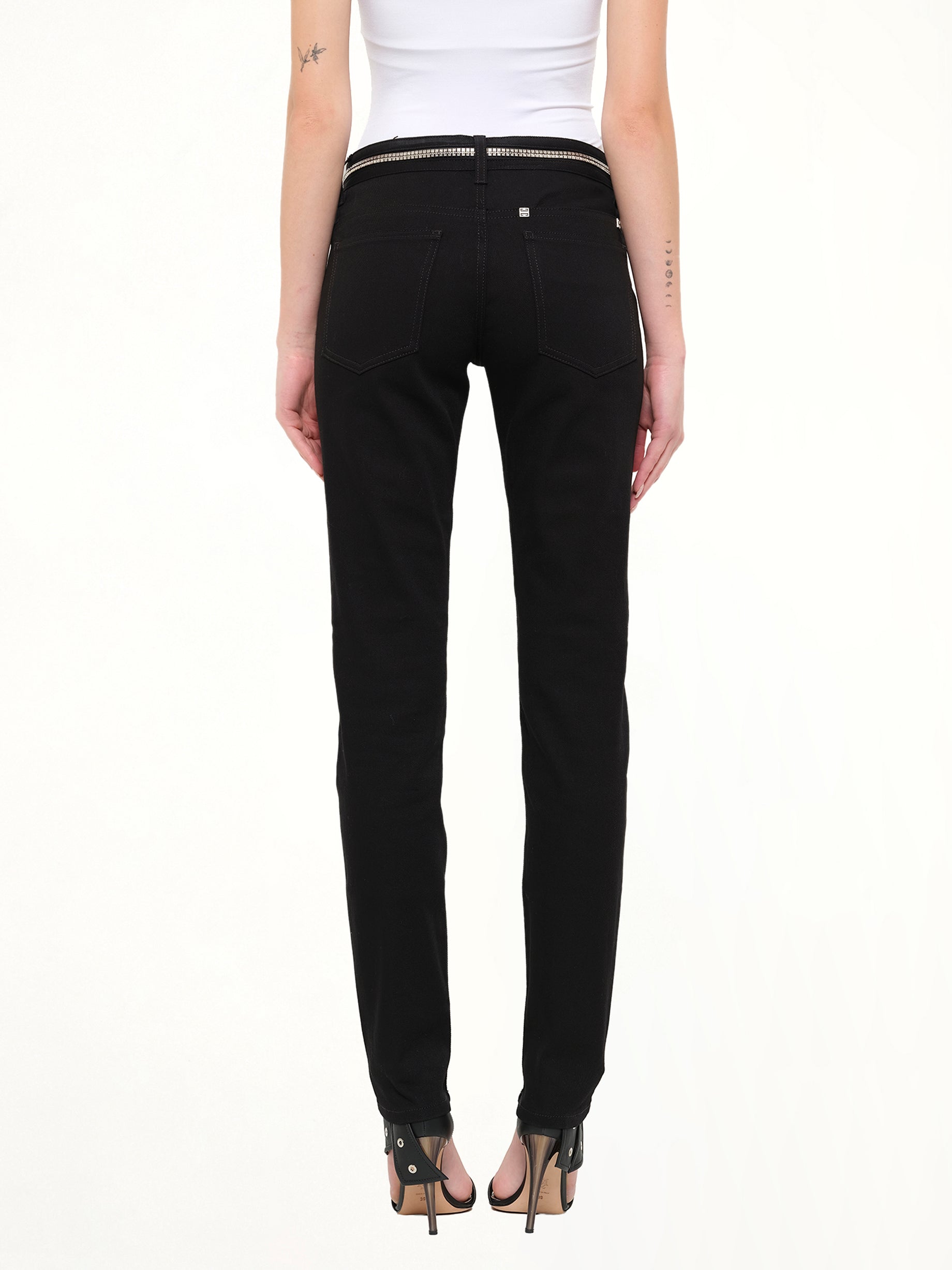 Slim Fit Denim with Zipper at Waist in Black
