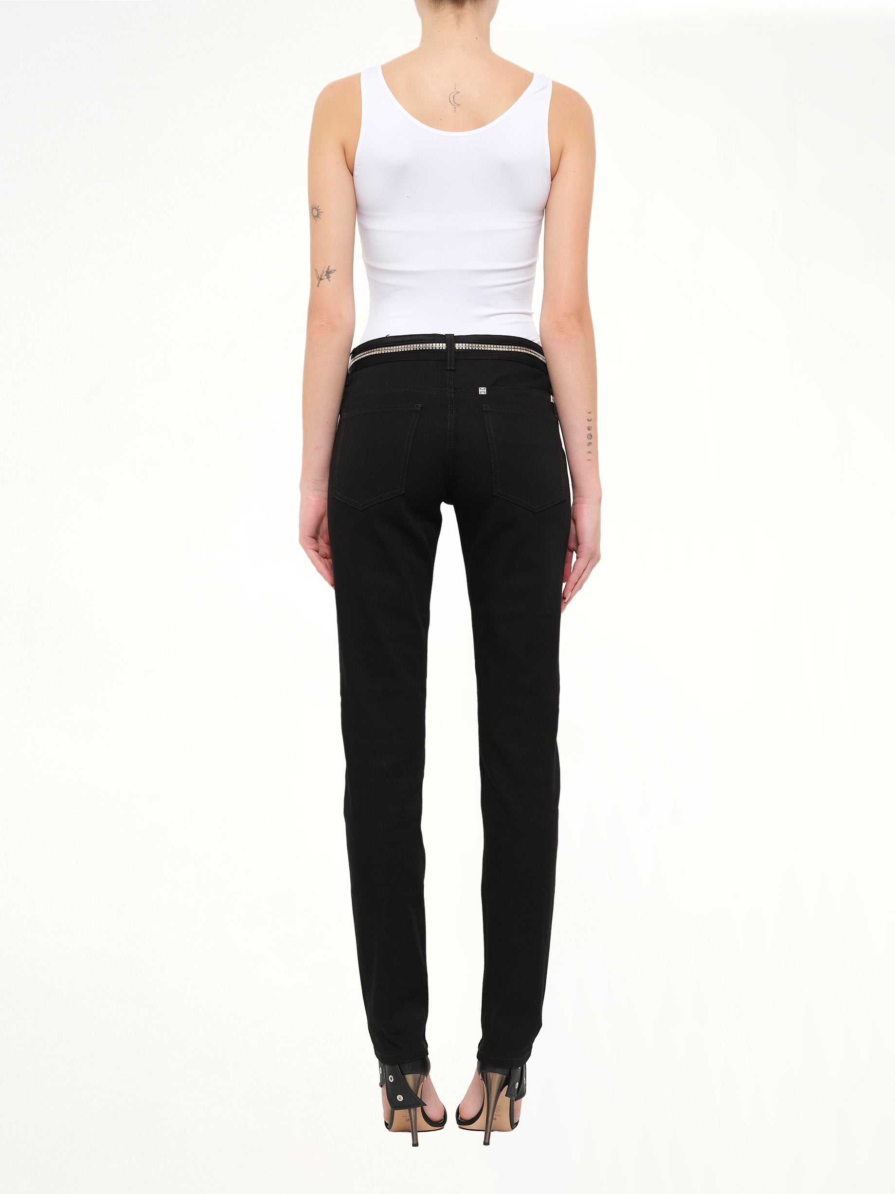 Slim Fit Denim with Zipper at Waist in Black