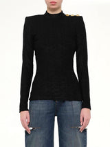 LS Bouclette Monogram Top in Black