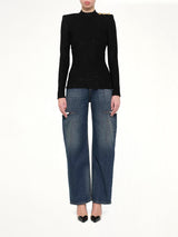 LS Bouclette Monogram Top in Black