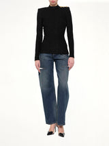 LS Bouclette Monogram Top in Black