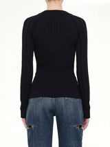 LS Buttoned V-Neck Light Knit Cardigan in Black