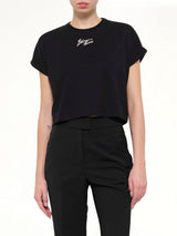SS Balmain Paris Cropped T-Shirt in Black
