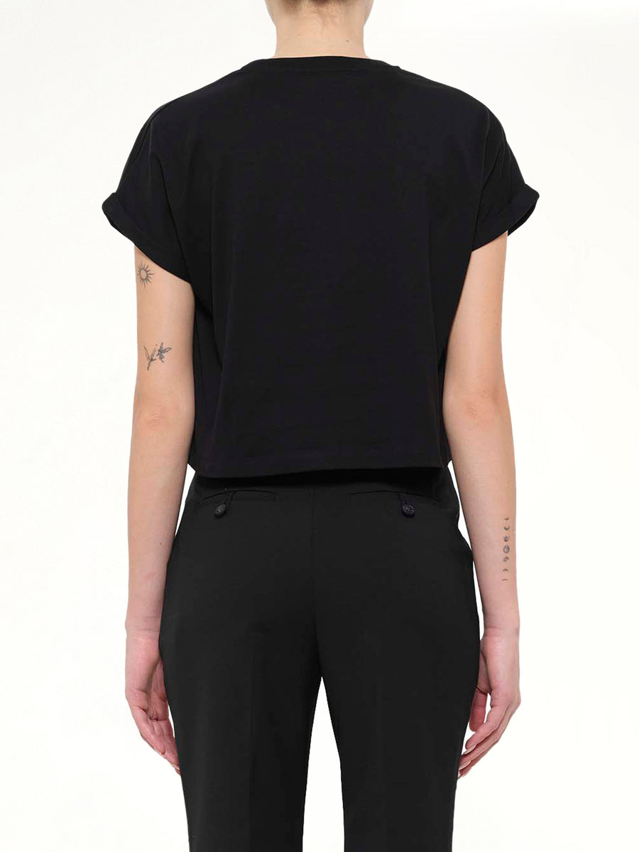SS Balmain Paris Cropped T-Shirt in Black