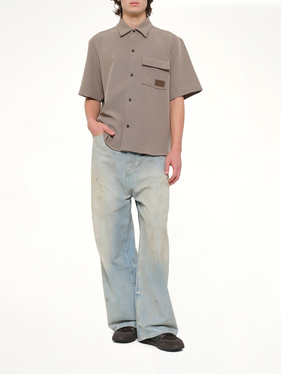 Amiri Patch Cady Pocket Shirt in Dark Sand