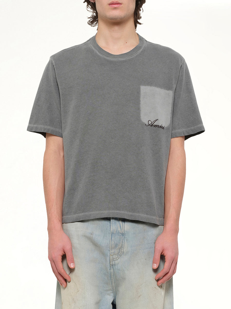 Faded Pocket Crop T-Shirt in Black