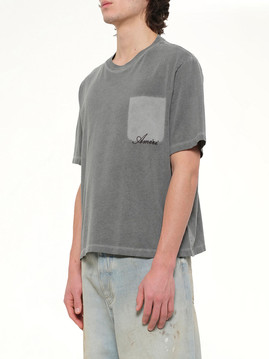 Faded Pocket Crop T-Shirt in Black