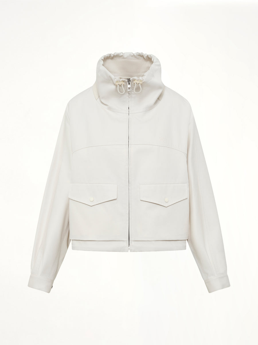 Cotton Silk Garbadine Jacket in Ivory