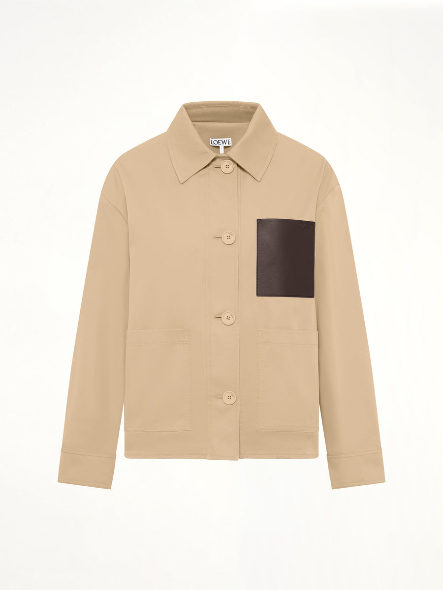 Cotton Utility Workwear Jacket in Beige