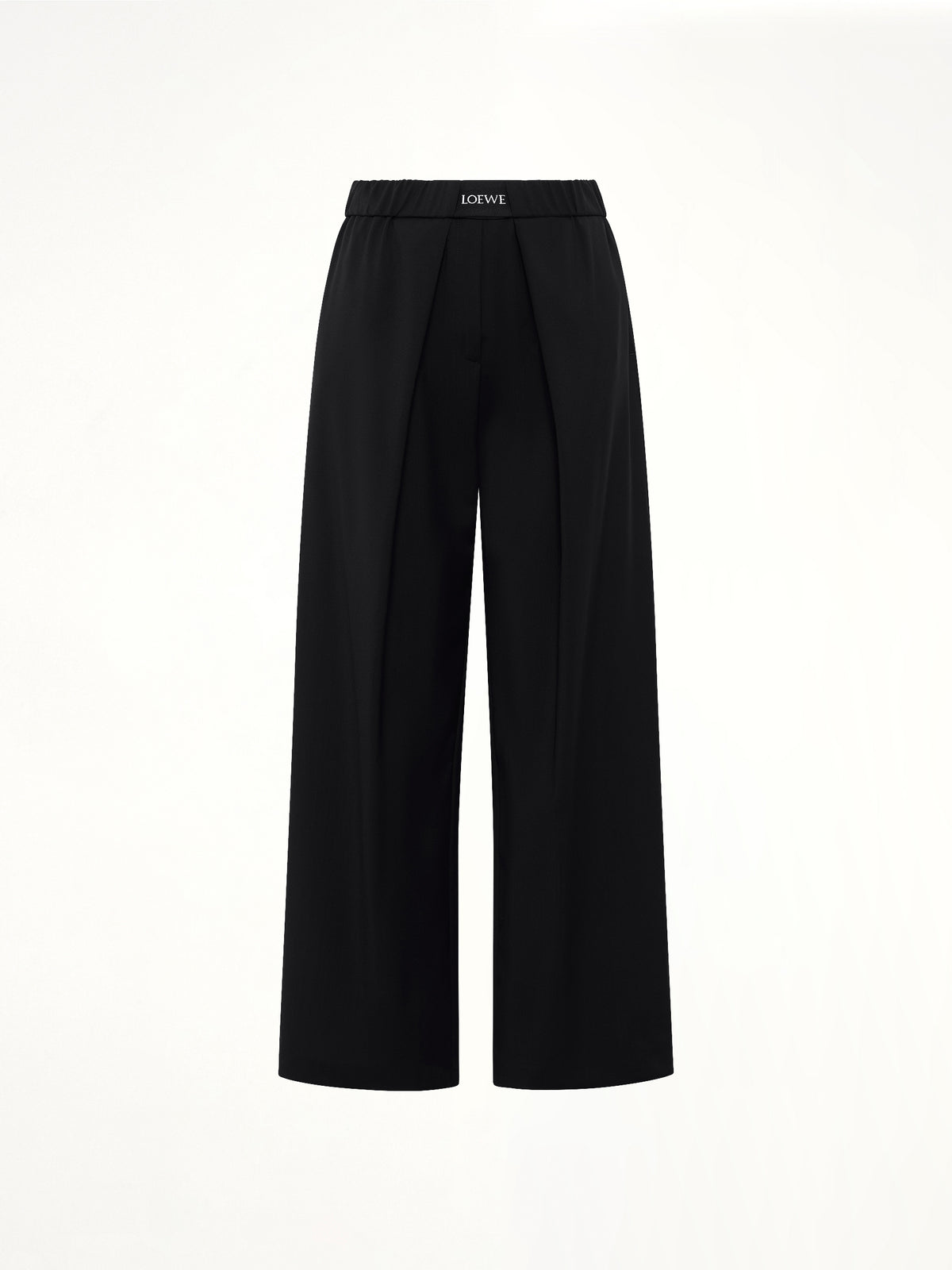Logo Pleated Trousers in Black