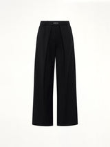 Logo Pleated Trousers in Black
