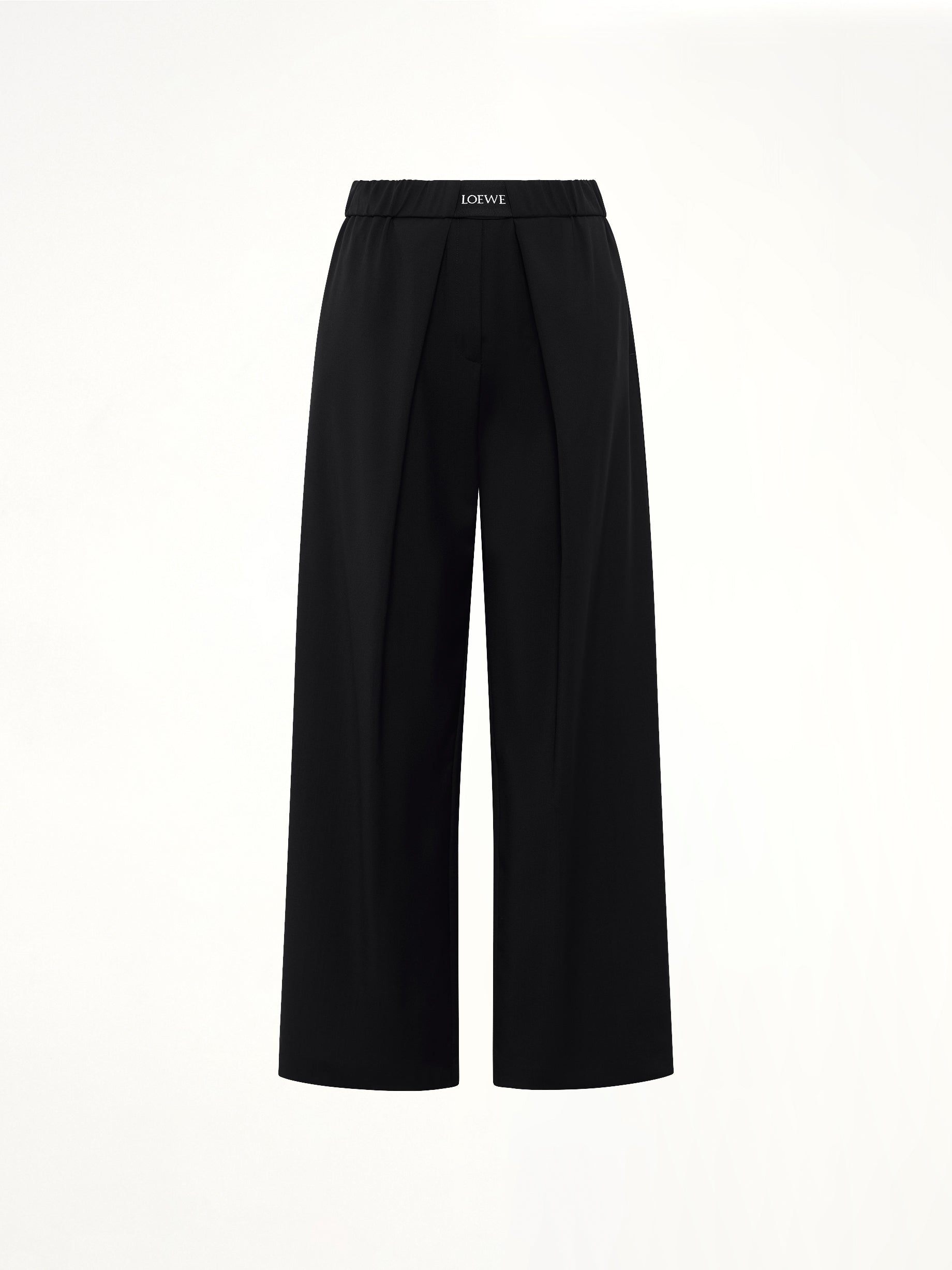 Logo Pleated Trousers in Black