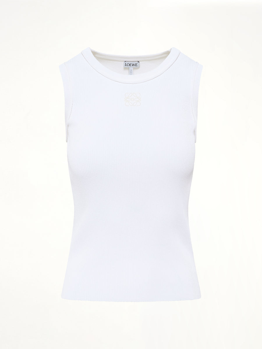 Tonal Anagram Tank Top in White