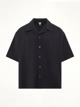 Wool Short Sleeve Shirt in Black