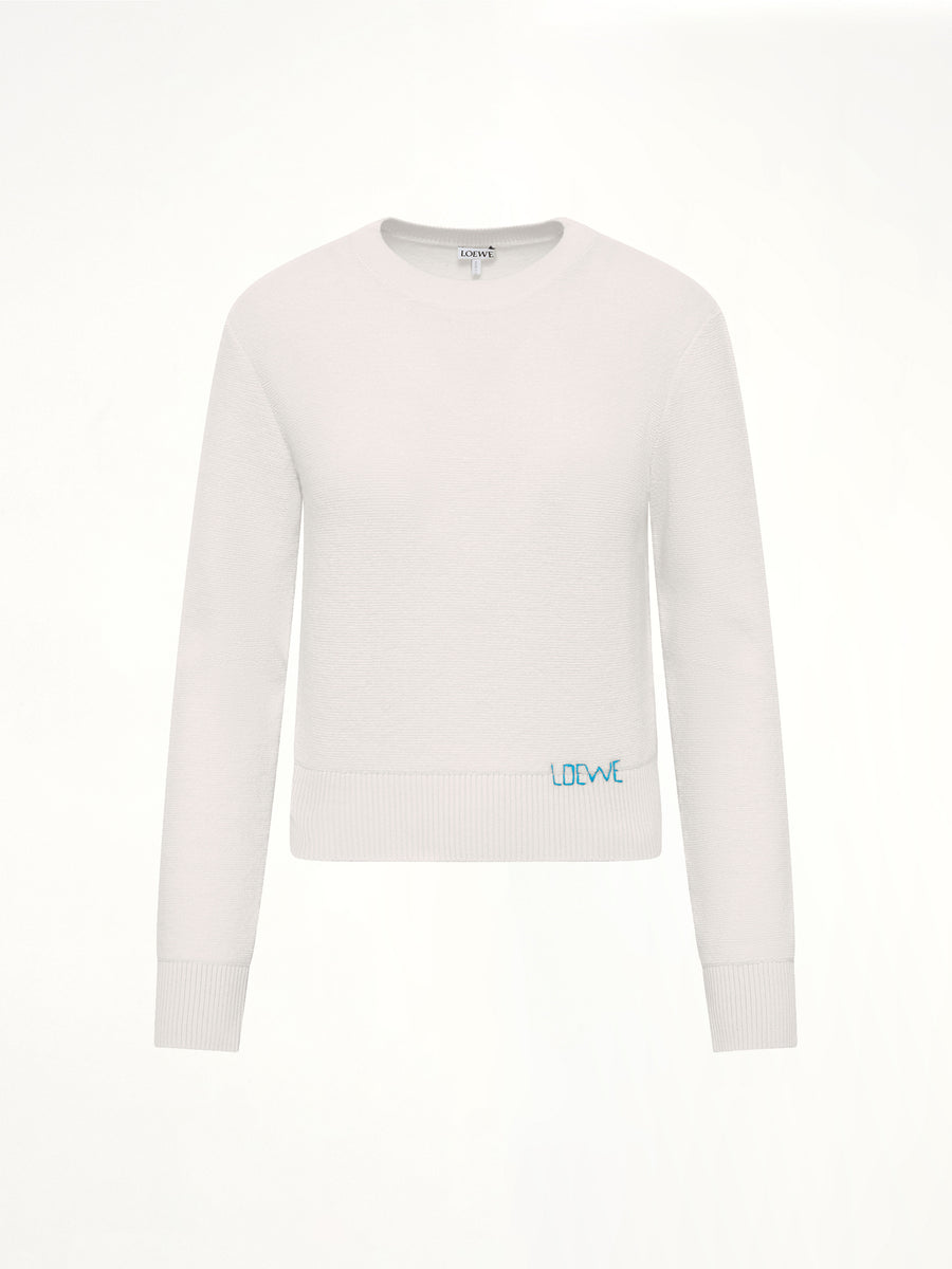 Wool Sweater in Ecru/Blue