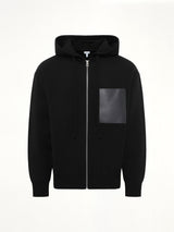 Wool Zip-Up Hoodie in Black